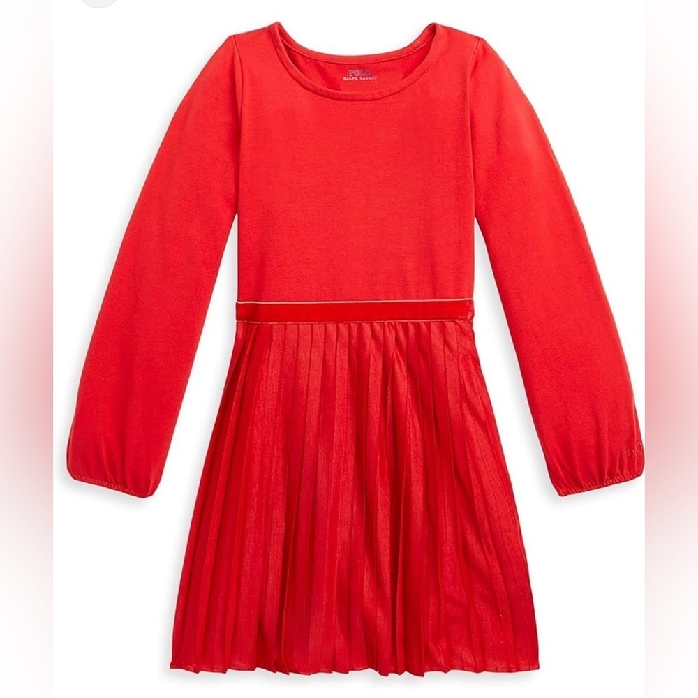 Polo by Ralph Lauren Red A-Line Dress with Bishop Sleeves